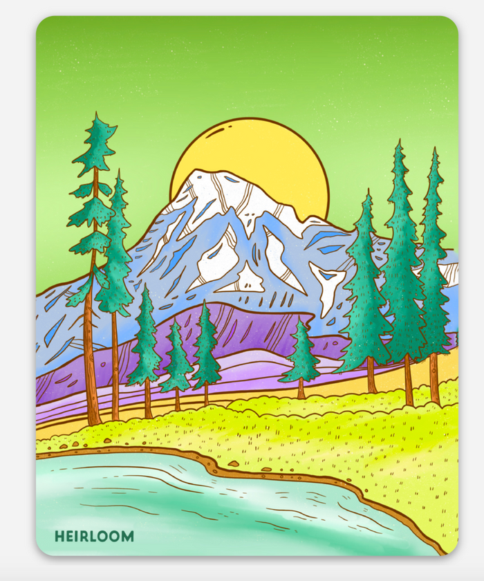 Green Sky Mount Rainier Sticker - Mountain Vinyl Decal
