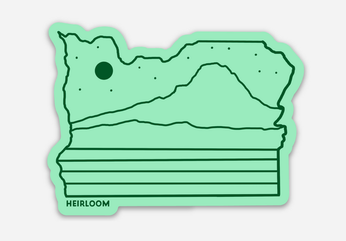 Oregon Mountains and Stars Sticker - State Vinyl Decal