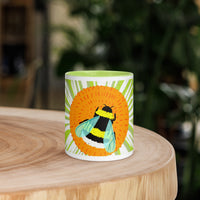 Bumble Bee & Daisies - Green Ceramic Mug