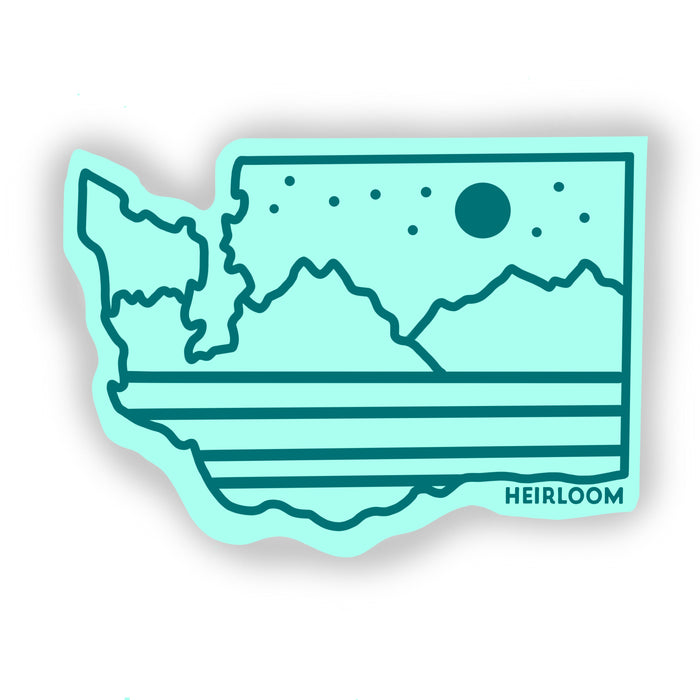 Washington Mountains and Stars Sticker - Blue