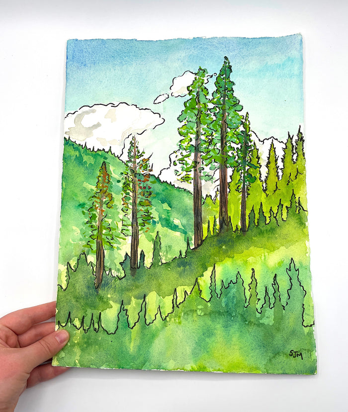 “Tumwater Canyon Trees” Original Watercolor Painting - Unframed