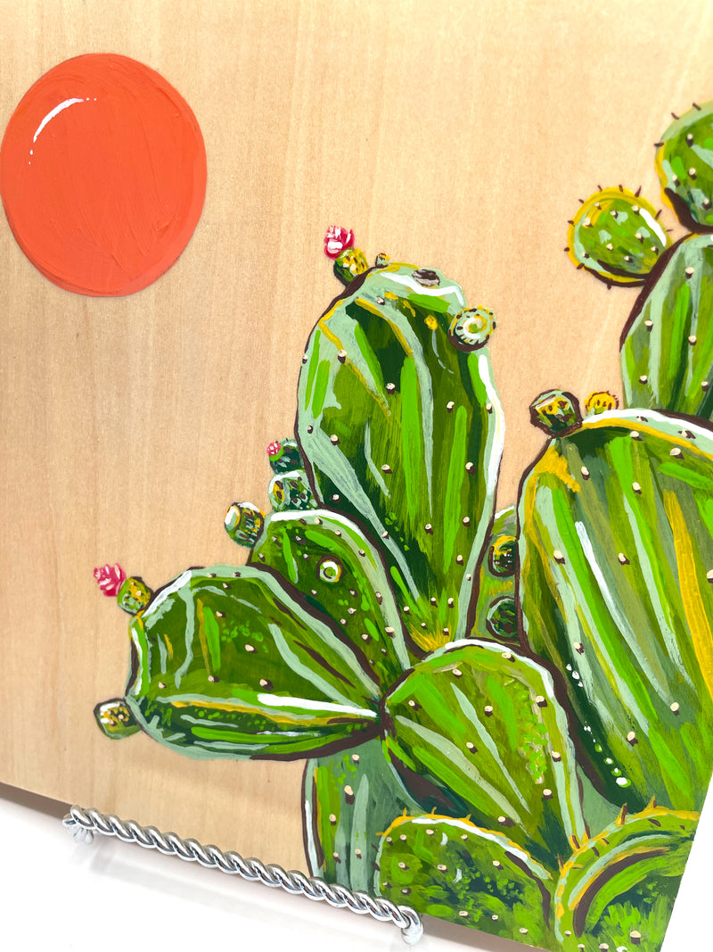 “Loreto Prickly Pear” Acrylic Painting - Wood Panel Ready to Hang