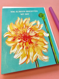 You Always Brighten My Day Peach Dahlia - Everyday/Friendship Greeting Card