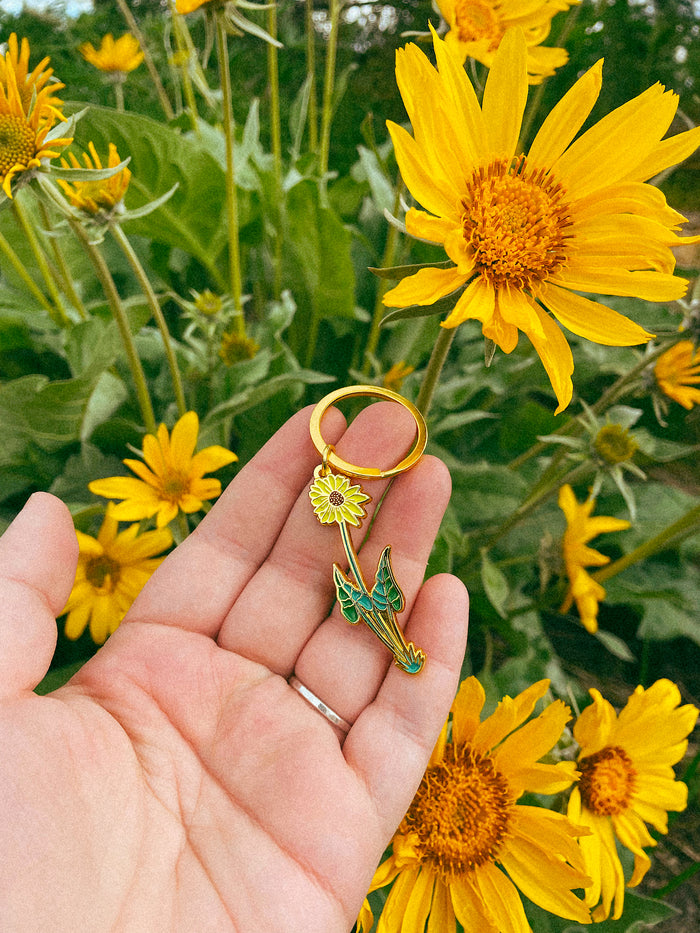 Balsamroot Wildflower Enamel Keychain