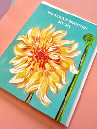 You Always Brighten My Day Peach Dahlia - Everyday/Friendship Greeting Card