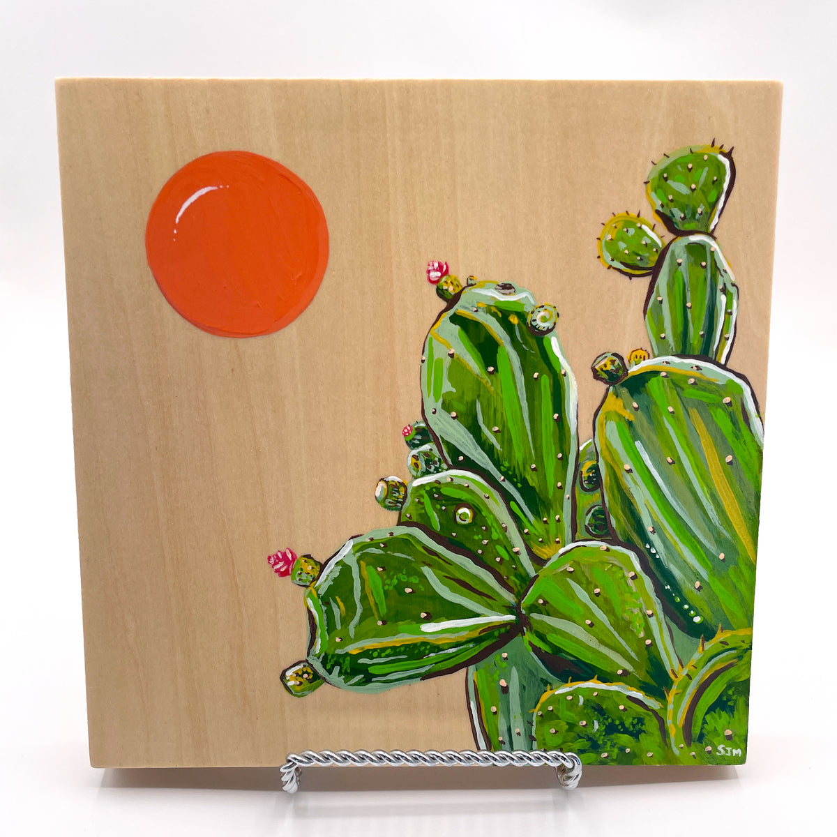 “Loreto Prickly Pear” Acrylic Painting - Wood Panel Ready to Hang