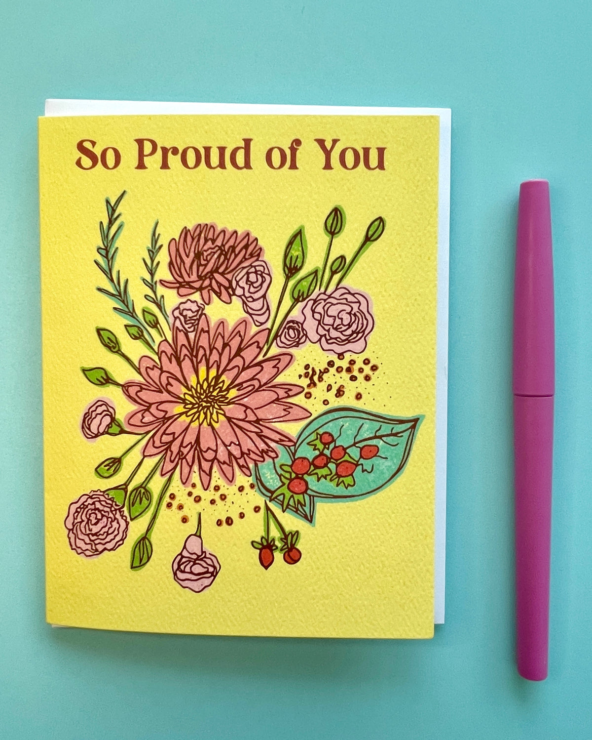So Proud of You Flower Bouquet - Congratulations/Everyday/Graduation Greeting Card