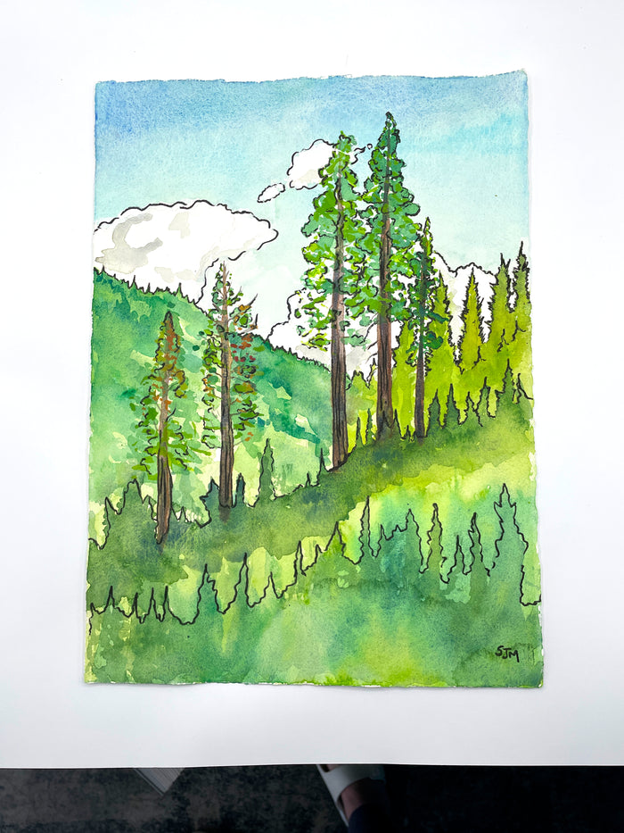 “Tumwater Canyon Trees” Original Watercolor Painting - Unframed