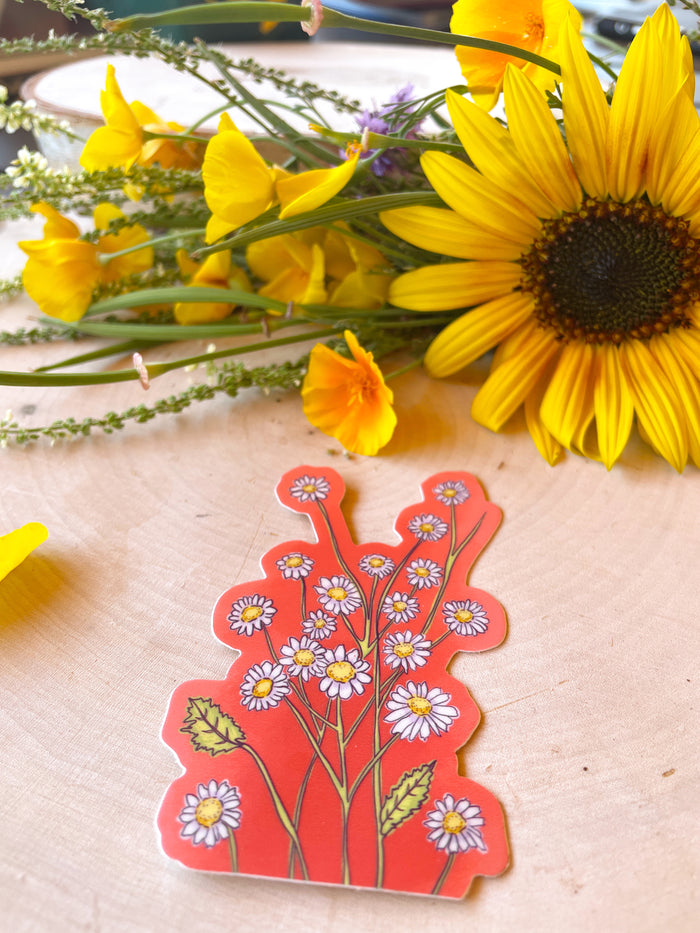 Feverfew Flowers Vinyl Sticker