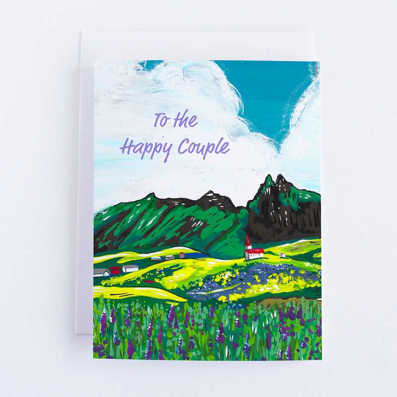 To the Happy Couple Iceland Church Greeting Card