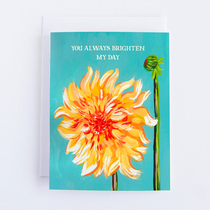 You Always Brighten My Day Peach Dahlia - Everyday/Friendship Greeting Card
