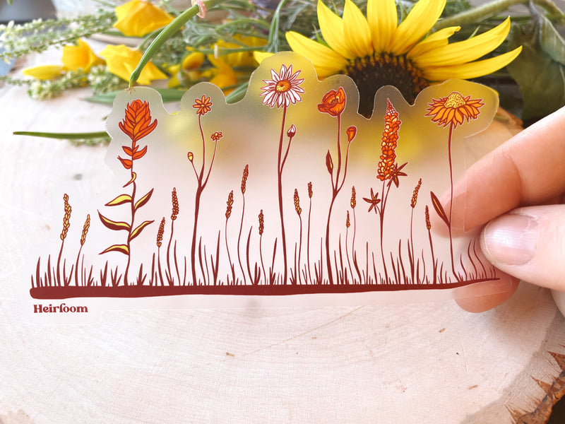 Row of Wildflowers Transparent Vinyl Sticker