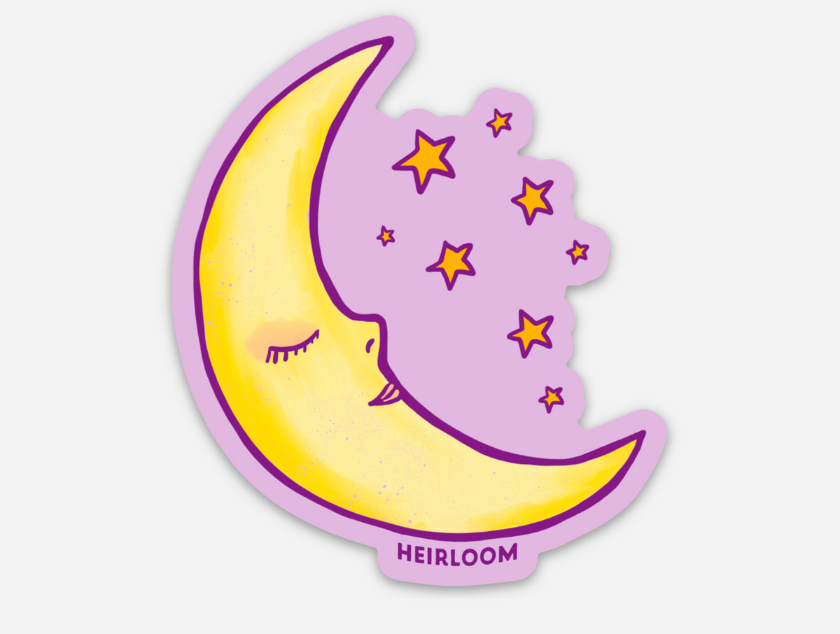 Purple Moon and Stars Sticker - Vinyl Decal