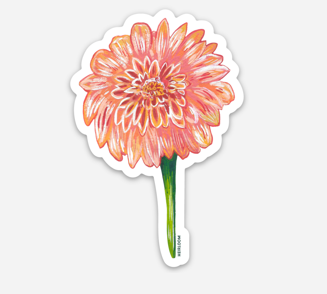 Dahlia Flower Sticker - Floral Vinyl Decal