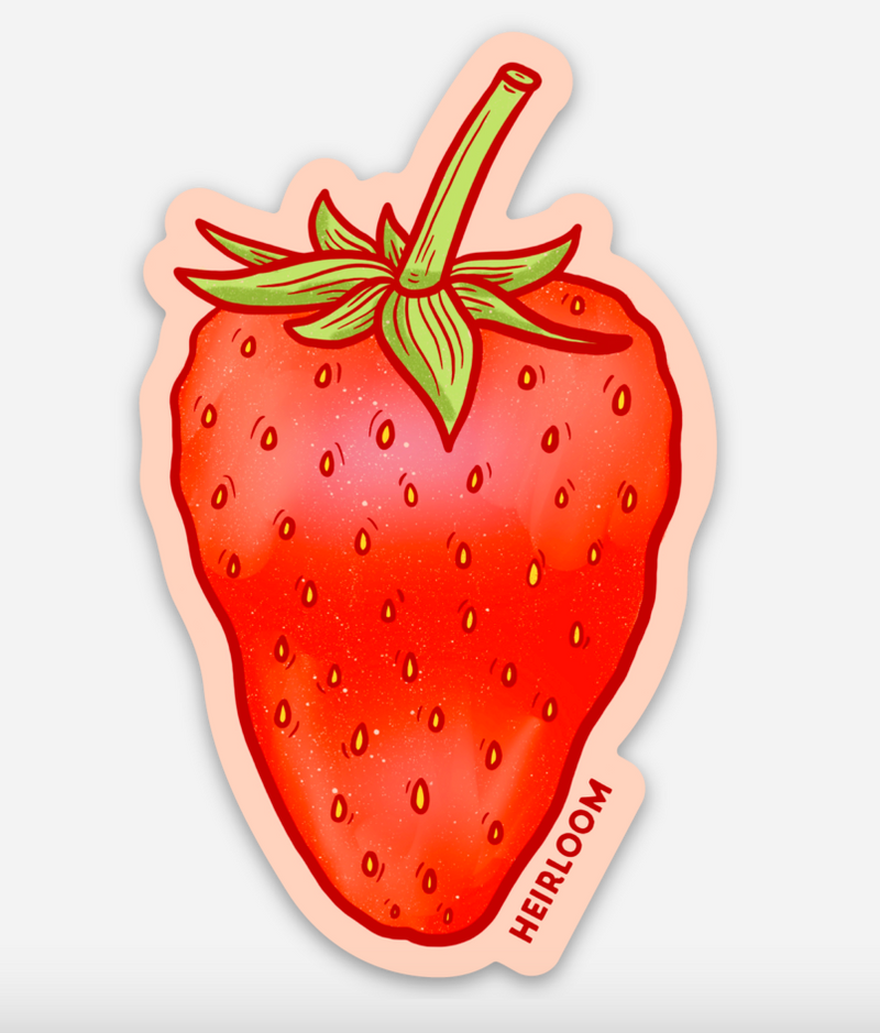 Pink Strawberry Sticker - Fruit Vinyl Decal