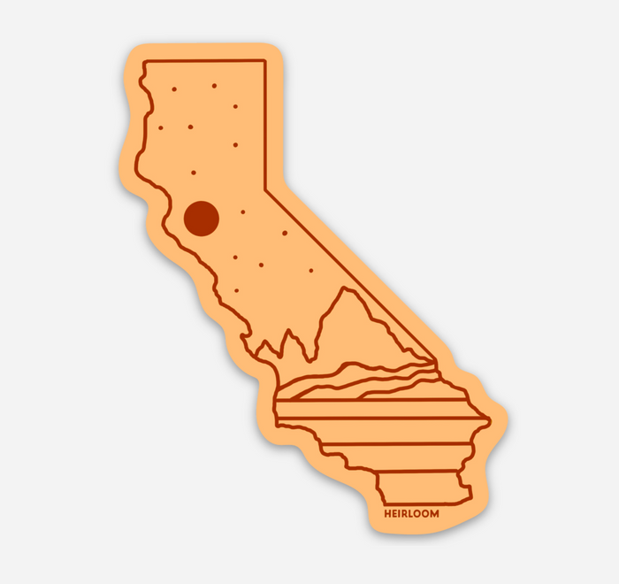 California Mountains and Stars Sticker - State Vinyl Decal