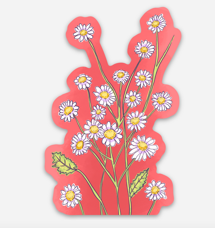 Feverfew Flowers Vinyl Sticker
