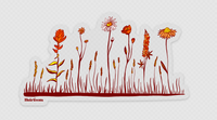 Row of Wildflowers Transparent Vinyl Sticker