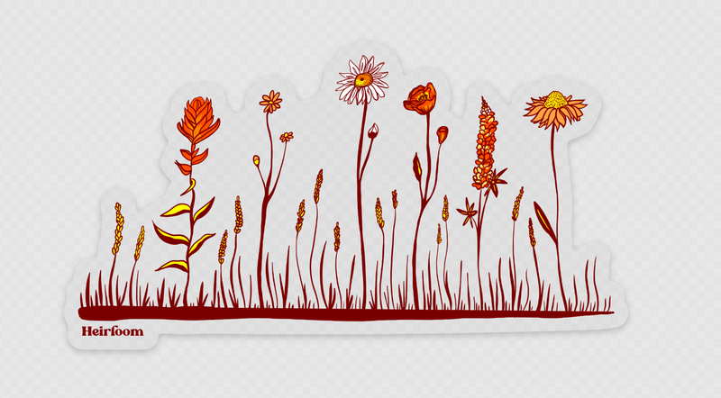 Row of Wildflowers Transparent Vinyl Sticker