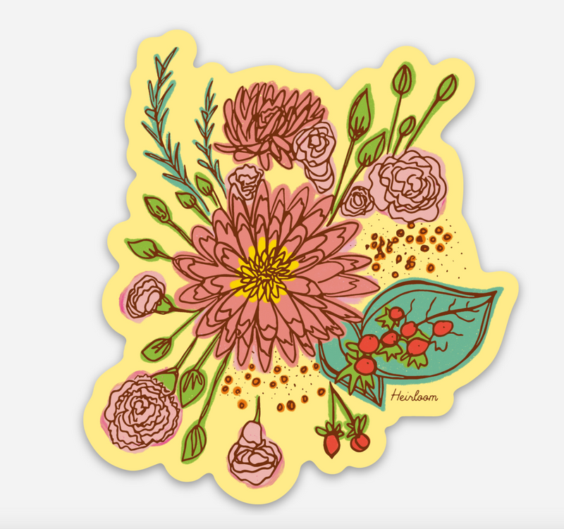 Summer Flower Bouquet Vinyl Sticker