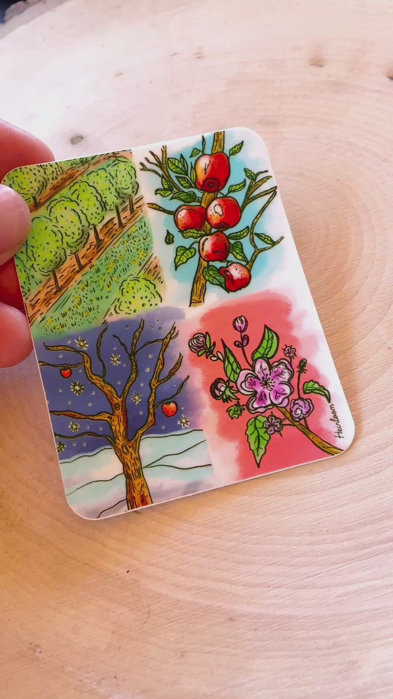 Apple Orchard Seasons Sticker - Rounded Corner Vinyl Decal
