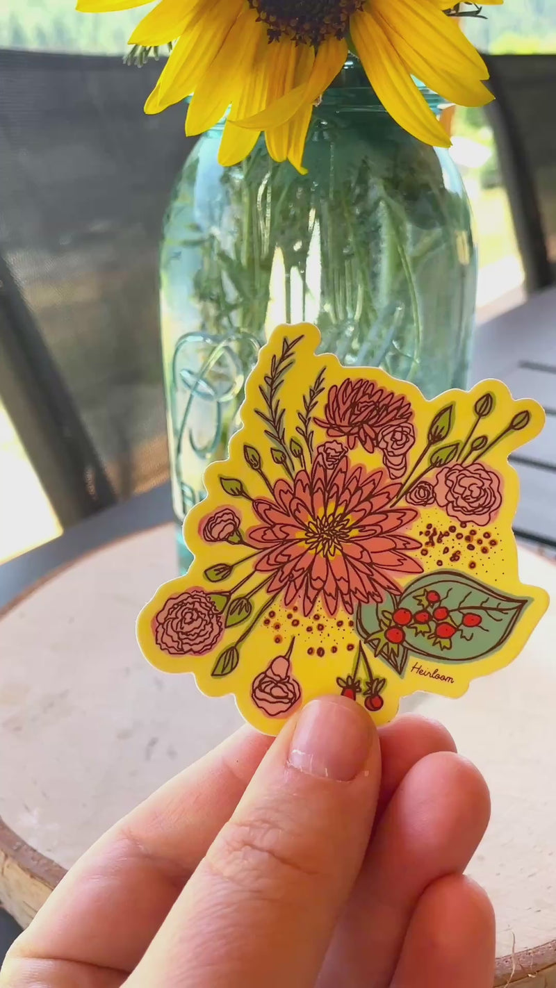 Summer Flower Bouquet Vinyl Sticker