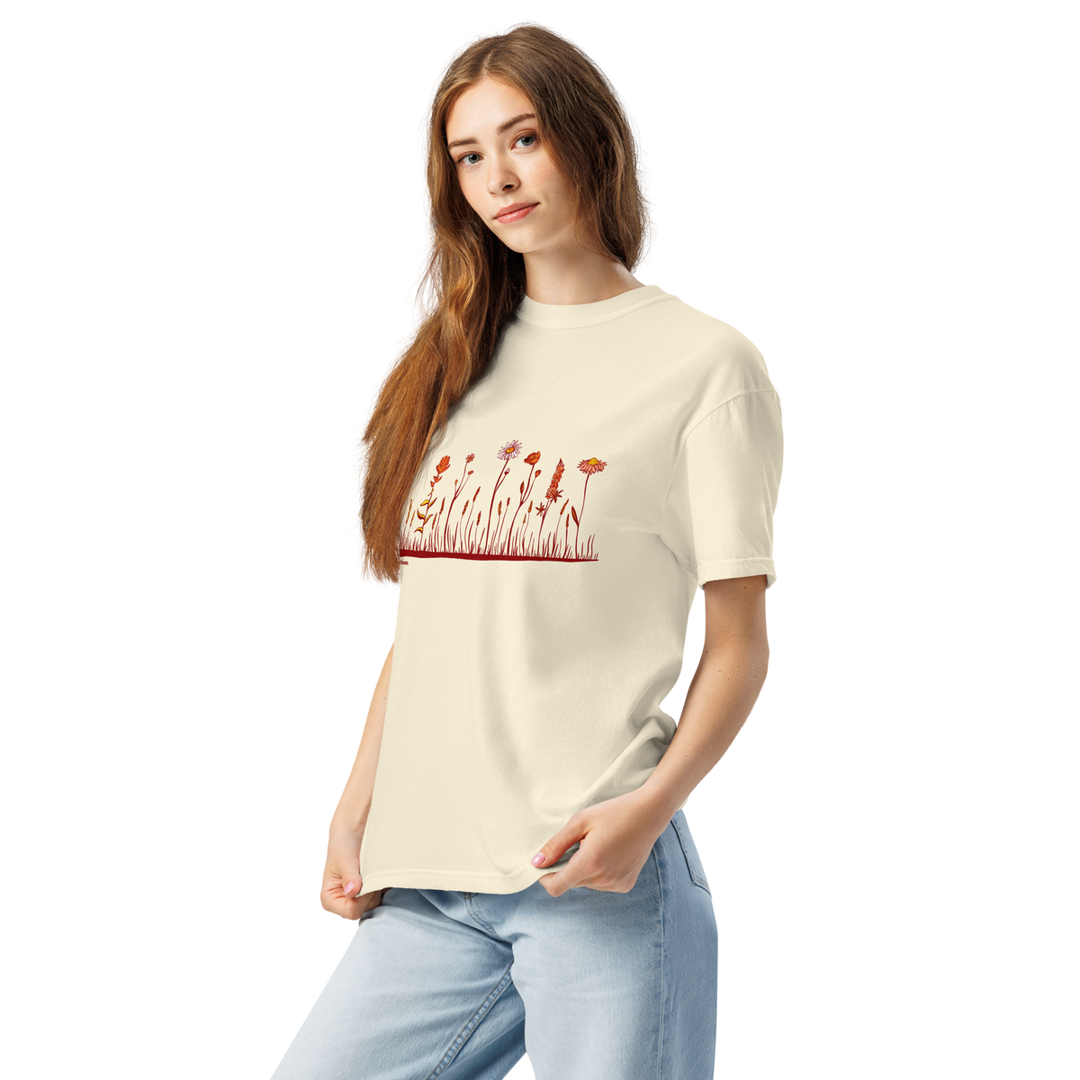 Row of Wildflowers - Unisex Garment-Dyed Heavyweight T-shirt