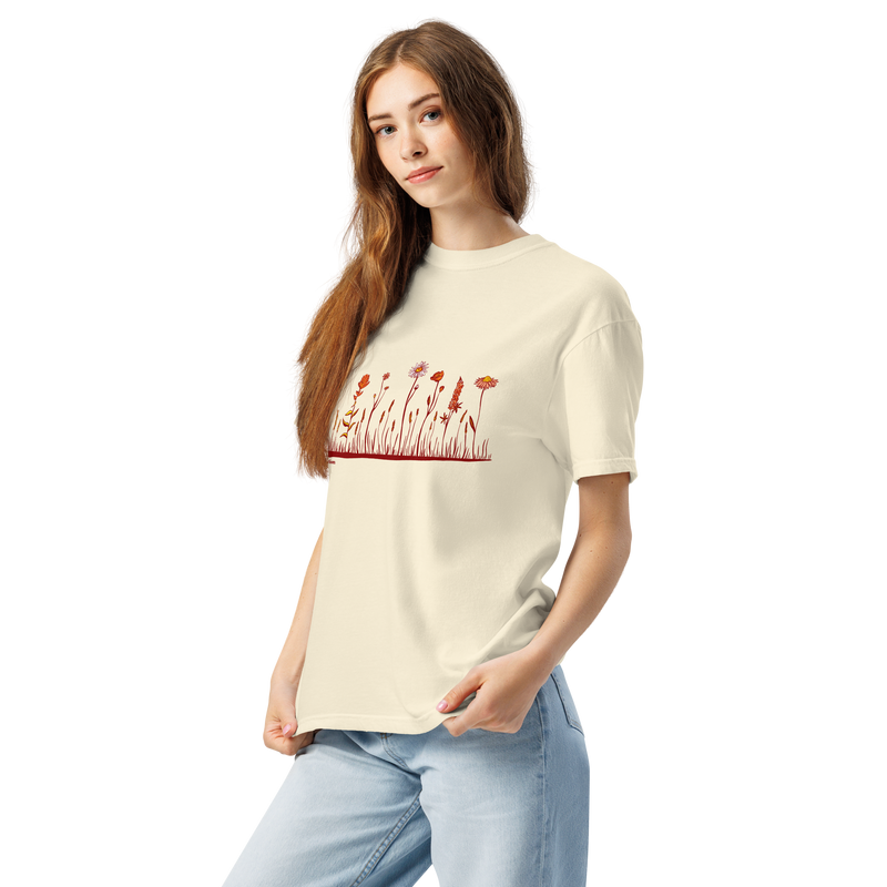 Row of Wildflowers - Unisex Garment-Dyed Heavyweight T-shirt