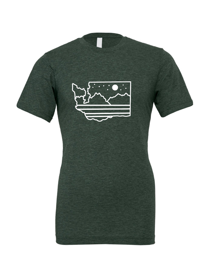 Washington Mountains & Stars T-shirt - Unisex Forest Green