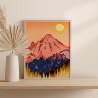 Golden Glow Mountain Art Print