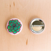 Pink & Green Succulent 1.5" Button Pin