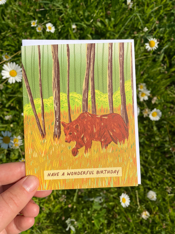Forest Bear Birthday Greeting Card