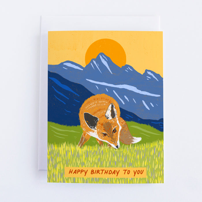 Mountain Fox Birthday Greeting Card
