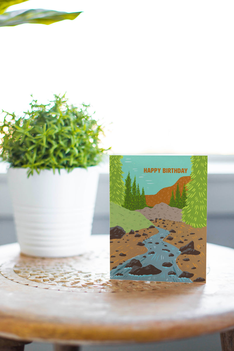 Mountain River - Happy Birthday Greeting Card