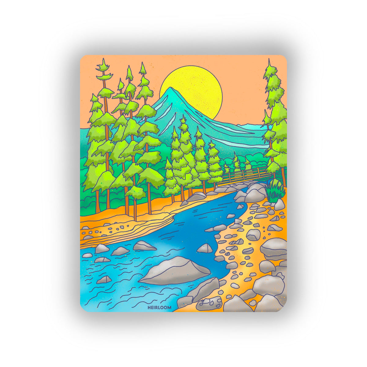 Icicle River Sunset Sticker