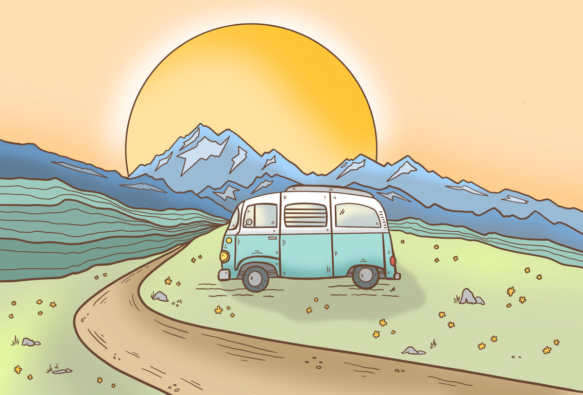 Camper Van Sunset Art Print