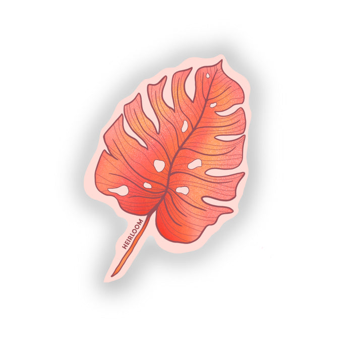 Pink Monstera Leaf Sticker