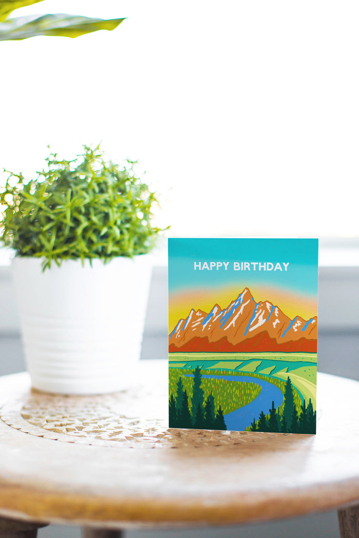 Tetons Sunset Happy Birthday Greeting Card