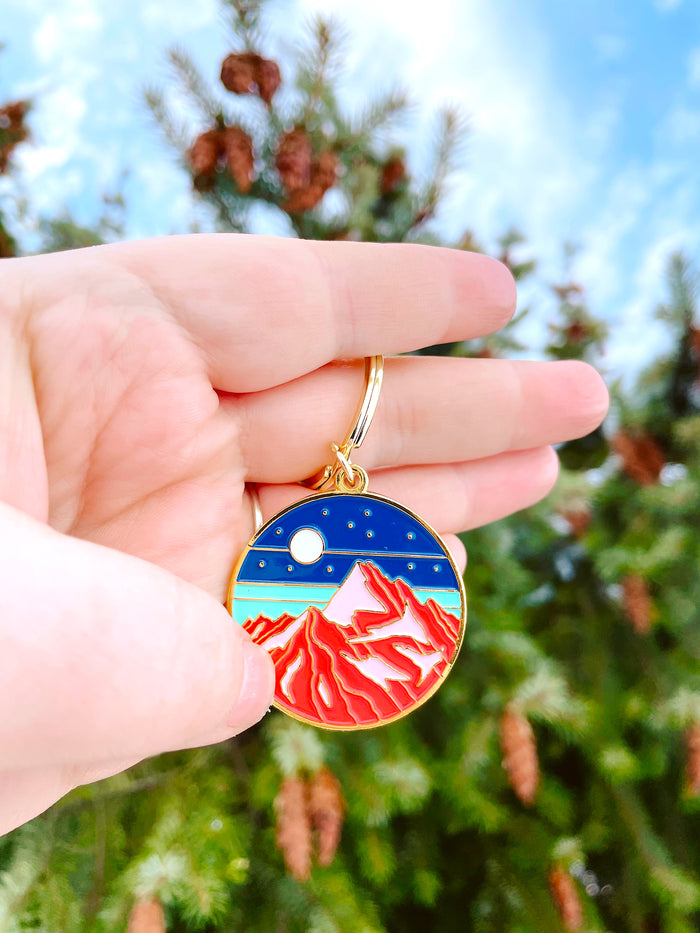 Mountain Sky Enamel Keychain