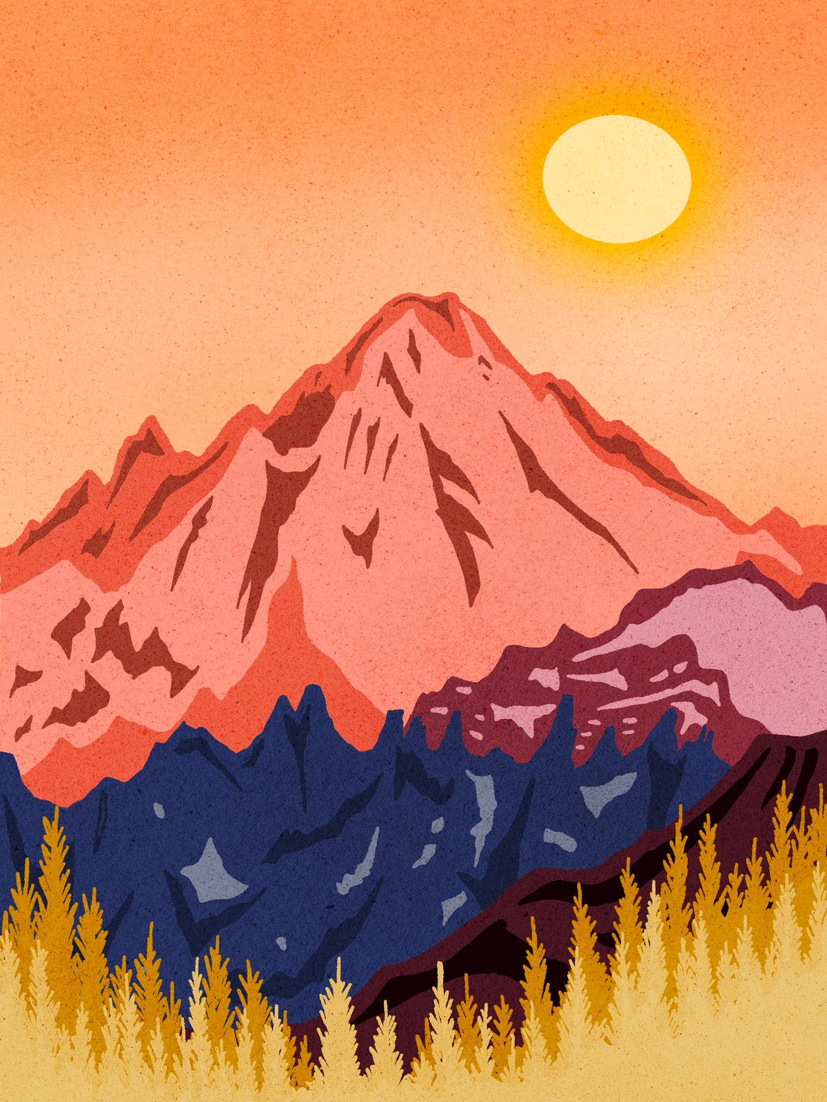 Golden Glow Mountain Art Print