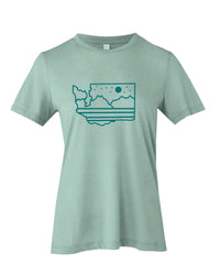 Washington Mountains & Stars T-shirt - Women's (Dusty Blue)