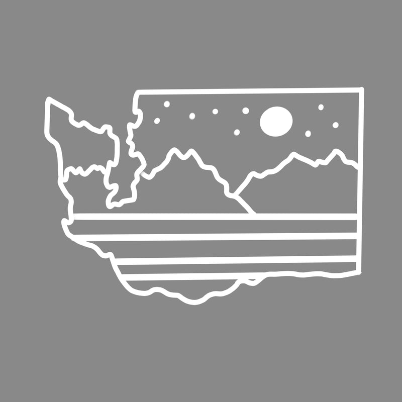 WA State Mountains and Stars Vinyl Car Decal
