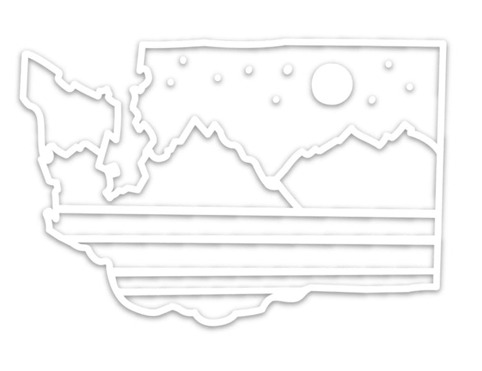WA State Mountains and Stars Vinyl Car Decal