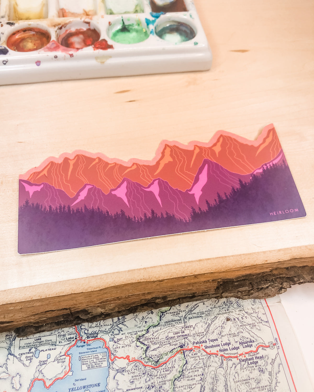 Purple & Orange Mountain Wrap Sticker